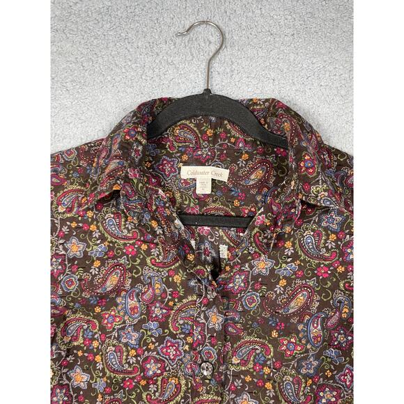 Coldwater Creek Womens Size M Paisley Print Textured Button Up Shirt - Picture 7 of 12